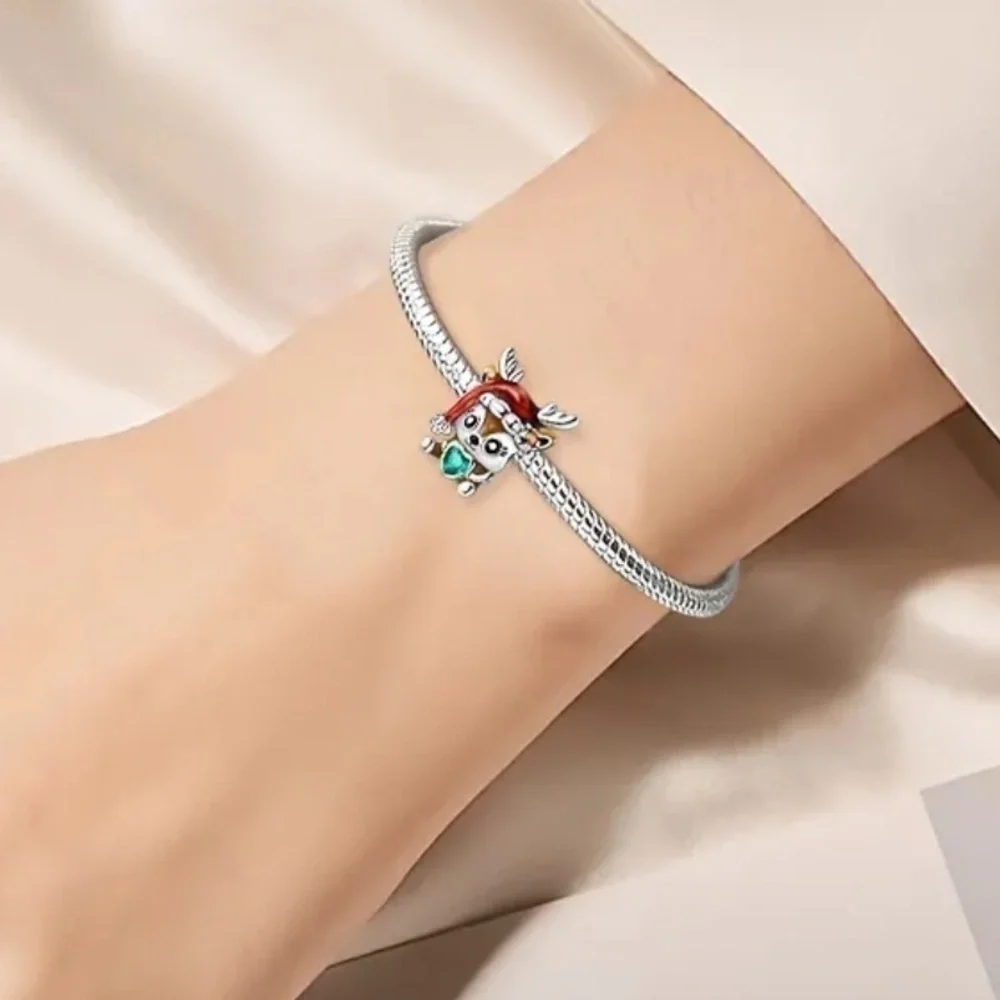 S925 Sterling Silver Colorful Reindeer Charm/Pendant - NWT
